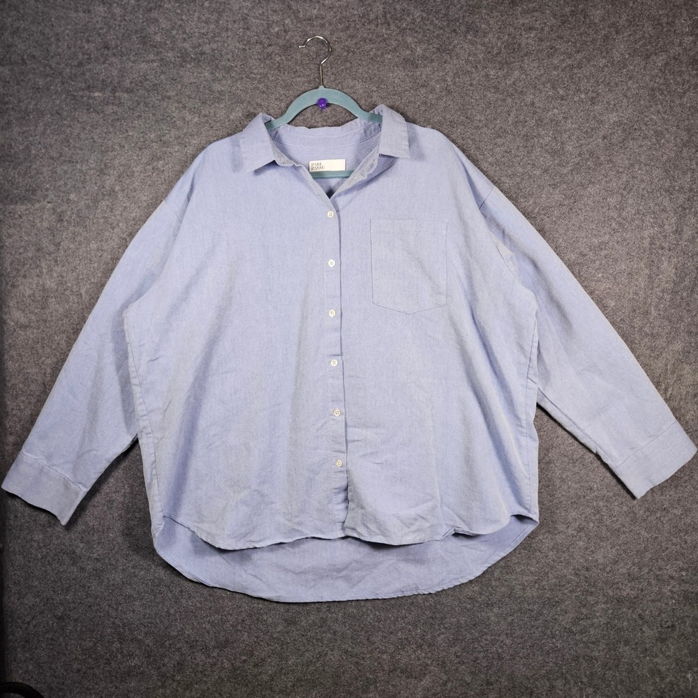 Pari Passu Womens Button Down Oversized Oxford Cotton Shirt Size 6 (22) READ